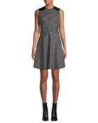 Sleeveless Check Fit & Flare Short Dress With Corset Detail