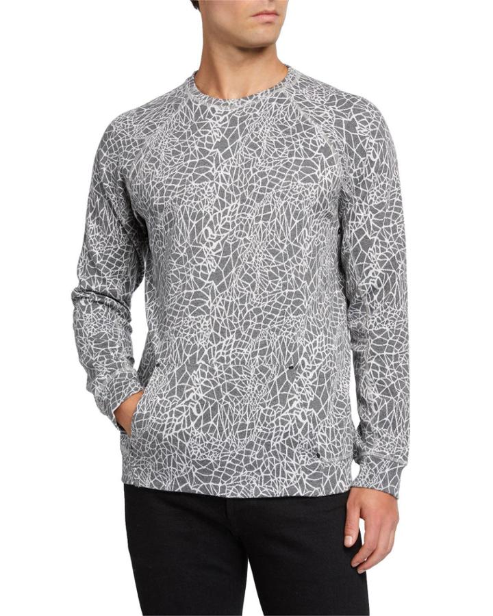 Men's Printed Sweater W/ Kangaroo Pocket