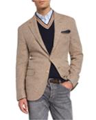 Men's Notch-lapel Three-button Herringbone Jacket