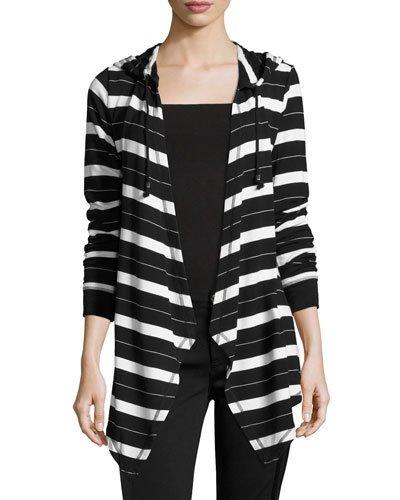 Cozy Drape Open-front Cardigan, Black Pattern