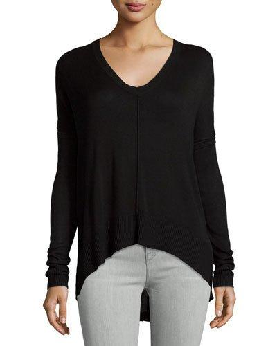 V-neck Sharkbite Sweater, Caviar