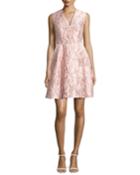 Nomotion Sleeveless Poppy Relief Cloqu&eacute; Cocktail Dress, Pink