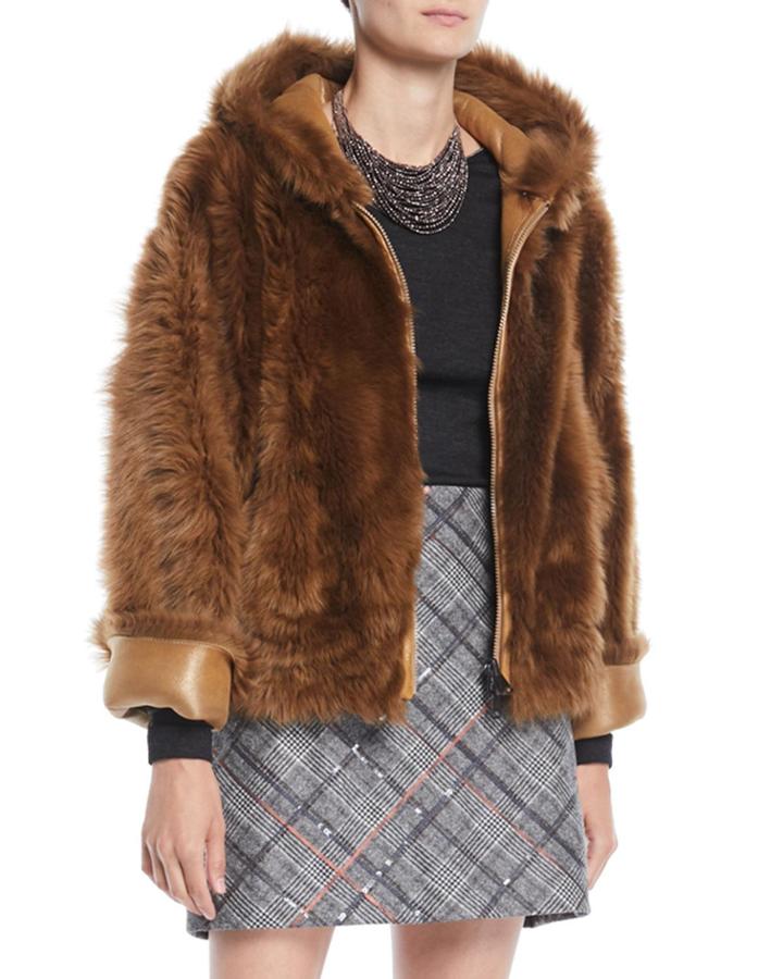 Zip-front Reversible Leather Sheep Fur Jacket