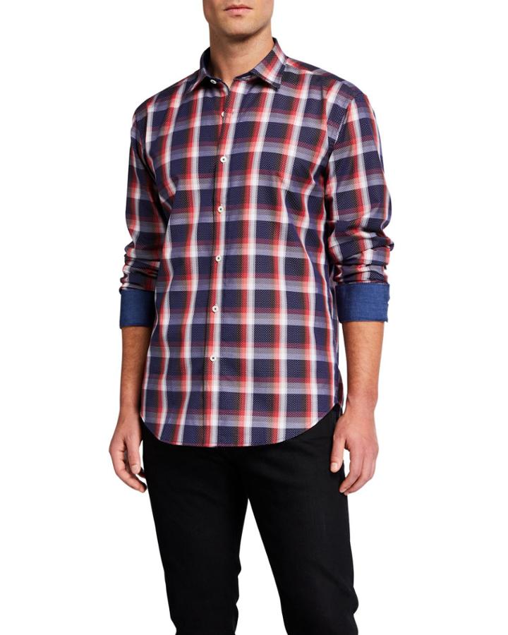 Men's Plaid Contrast-reverse Cotton