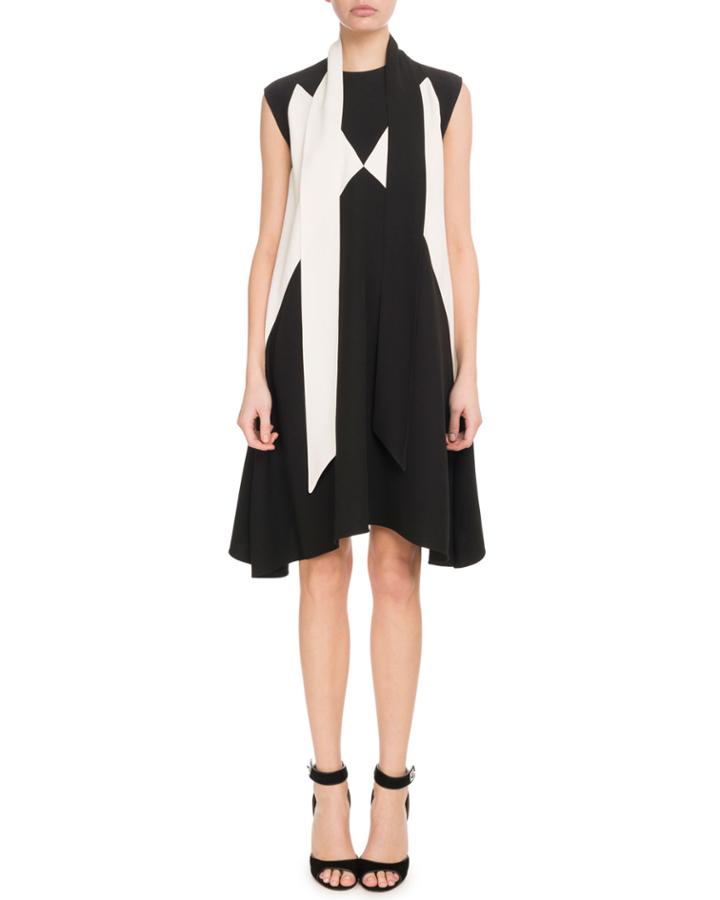Sleeveless Graphic-print Short Dress W/