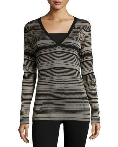 Striped V-neck