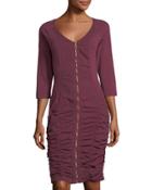 Johanne Zip-front Ruched Dress