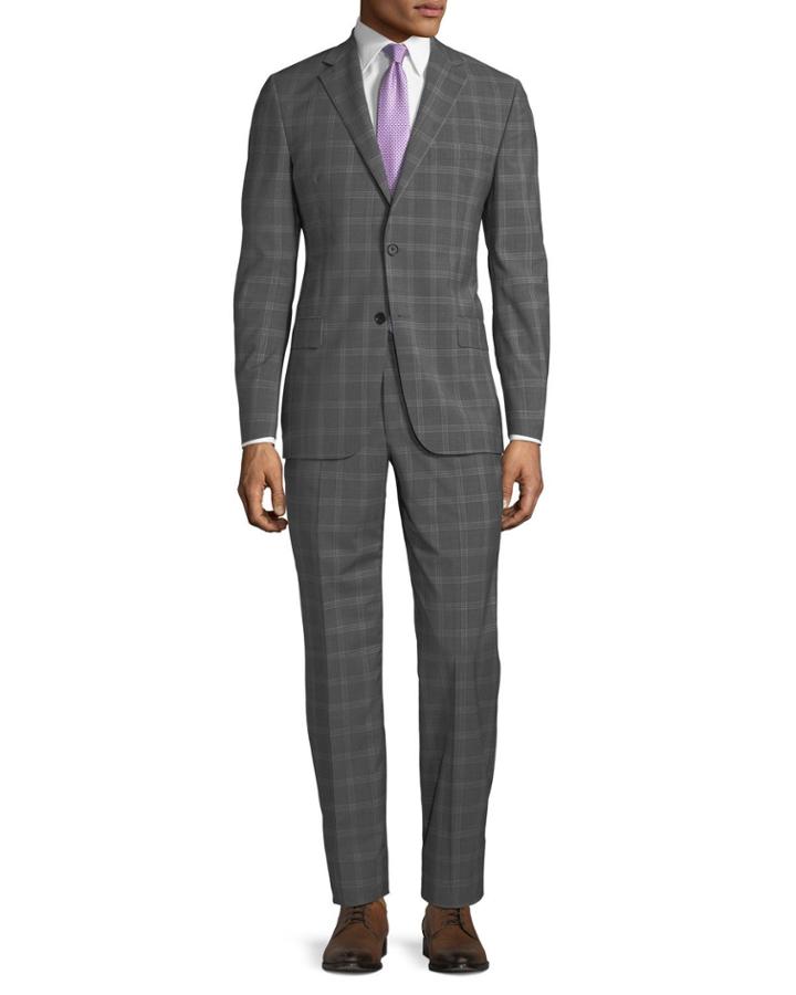 Men's Two-piece Wool Windowpane