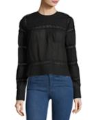 Rexton Long-sleeve Lace-striped Top