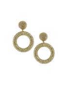 Metallic Wrapped Circle-drop Earrings, Golden