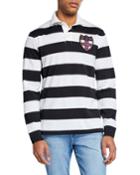Men's Graphic Stripe Rugby Shirt With Patch