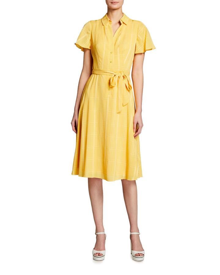 Plaid-print Chiffon Midi