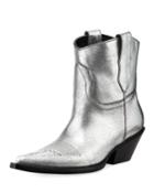 Metallic Leather Cowboy Booties