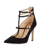 Hayes T-strap Suede High Pump, Black