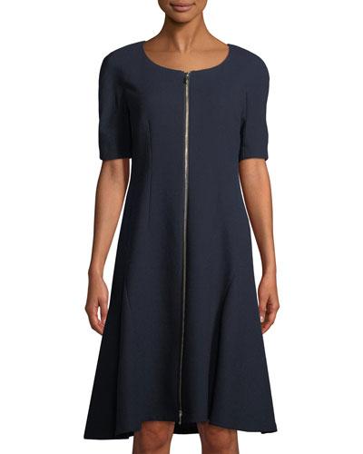 Eden Zip-front Wool Dress