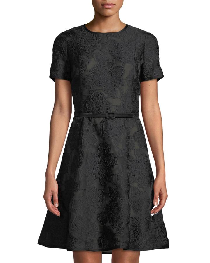 Short-sleeve Fil Coupe Fit-&-flare Dress