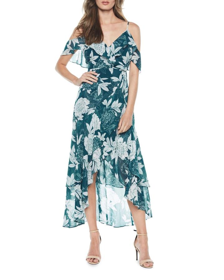 Garden Party Chiffon Cold-shoulder Dress