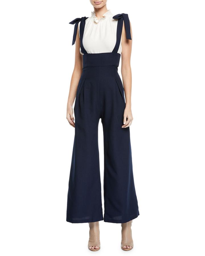 Tie-shoulder Wide-leg Overall Jumpsuit