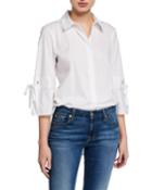 Button-down 3/4 Grommet-sleeve Top