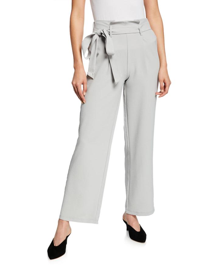 Tie-waist Wide-leg Ankle Pants