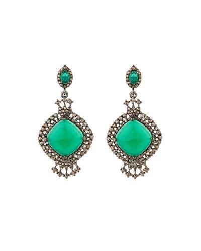 Green Onyx & Champagne Diamond Drop Earrings