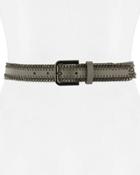Chain-edged Faux-leather Belt, Gray