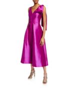 V-neck Sleeveless Faille A-line Dress With Bow Detail