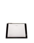 Trapeze Two-tone Leather Clutch Bag