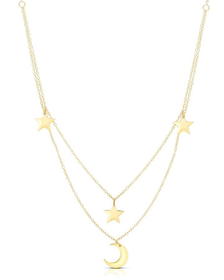 14k Gold 2-strand Moon &