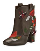 Pete Embroidered 95mm Bootie, Brown