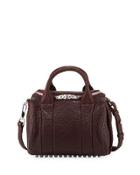 Round Pebbled Satchel Bag, Burgundy