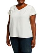 Plus Size Jacquard Ruffle-sleeve Top