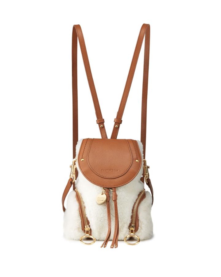 Olga Shearling Small Backpack Bag