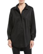 Long-sleeve Button-down Sateen Oversized