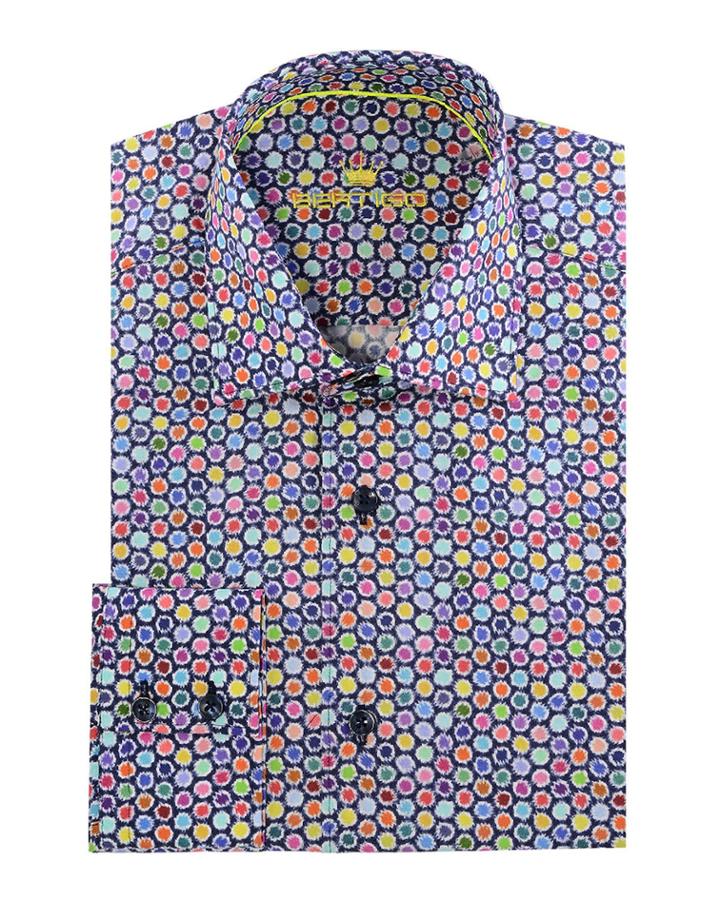 Men's Randy Long-sleeve Poplin Multicolor Dotted Print