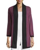 Striped Bracelet-sleeve Long Jacket,
