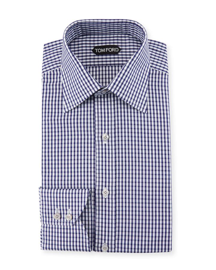 Men's Gingham Classic-collar Dress