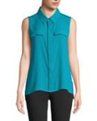 Sleeveless Piped-georgette Blouse