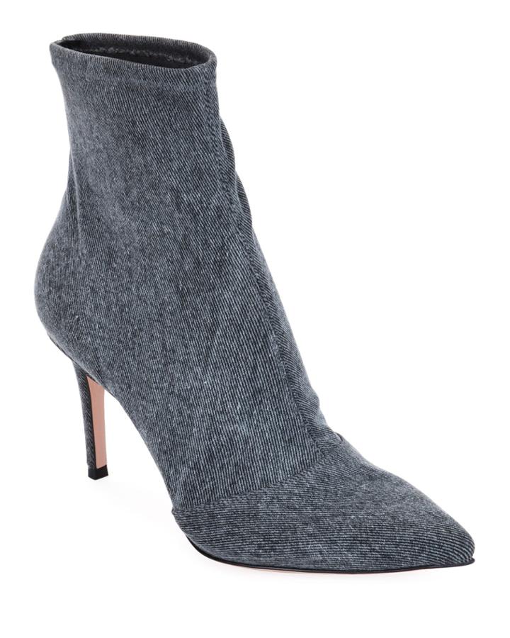 Stretch-denim Pointed Booties