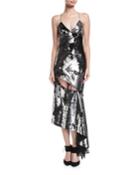 Fractured Sequin Sleeveless Bias-cut Cocktail