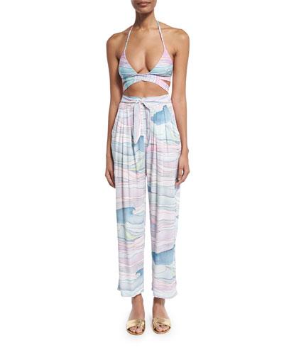 Waves Tie-front Coverup Pants