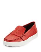 Colby Embossed Leather Loafer-style Sneaker, Orange