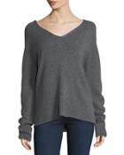 Cashmere Basic Pullover Sweater, Gray,