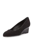 Suede Demi-wedge Pump, Black