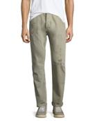 Five-pocket Distressed Denim Jeans, Army
