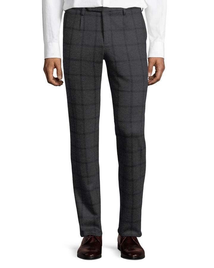 Windowpane Jersey Trousers