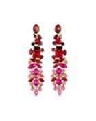 Mixed Crystal Dangle Earrings, Pink