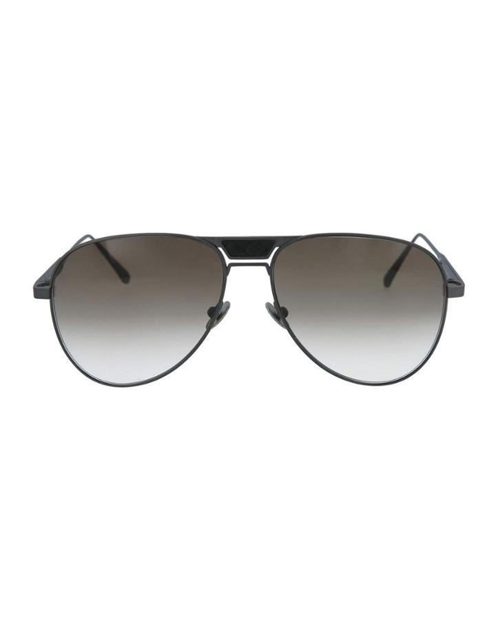 Titanium/leather Aviator