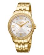 Women's 36mm Stainless Steel Three-hand Date Glitz Watch With Bracelet, Golden