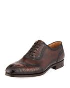 Men's Barcelona Leather & Alligator Lace-up Dress